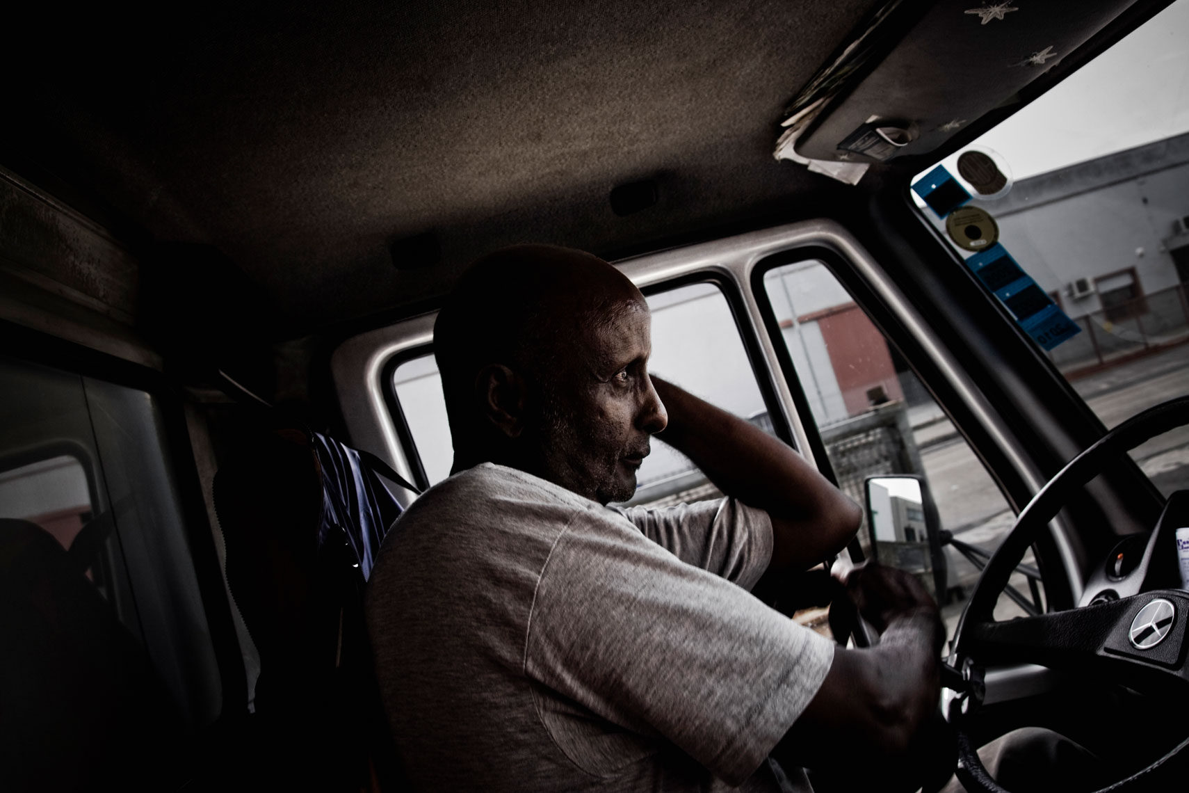 ITALY. Padua, 13th July 2011. Mohamed Farah Omar, diplomatic until the outbreak of the Somali civil war, lived at first in Britain and then in Italy where he works like a truck driver.