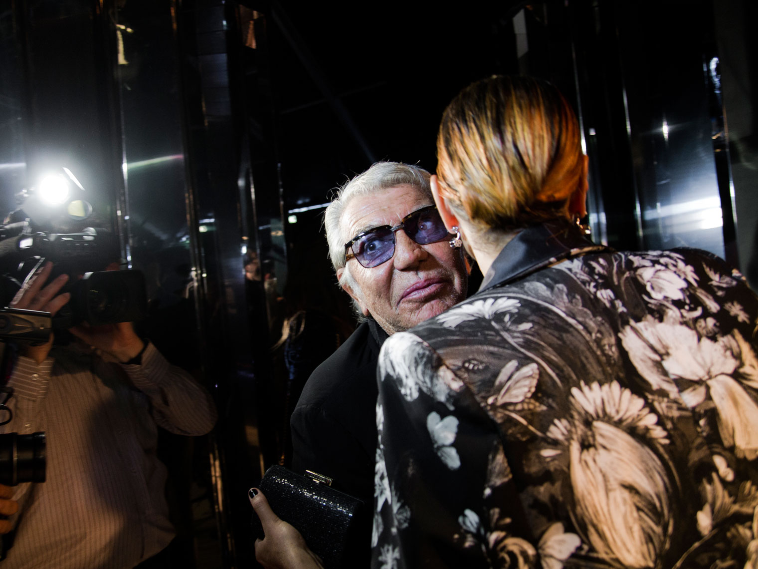 ITALY. Milan, September 2013. Fashion Week. Roberto Cavalli after his show.
